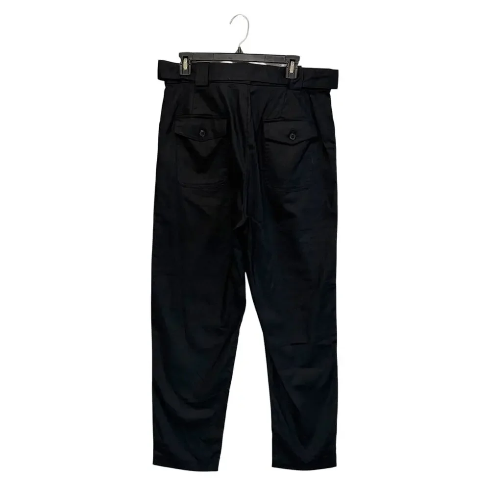 Banana Republic Linen-Cotton Utility Pant NWT Women's Sz 10 Tall Black Belted